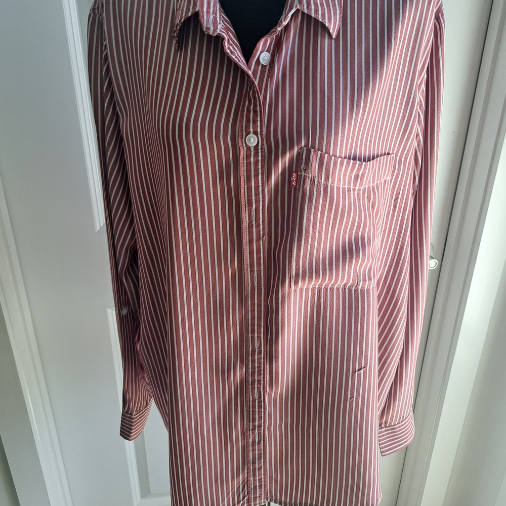 Levi's Red and White Striped Blouse